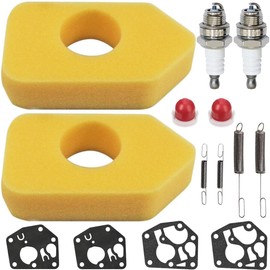 Qiuwanzia 698369 694394 Carb Diaphragm Gasket Air Filter Spark Plug Primer Bulb for Briggs Stratton 3.5-4.5 HP Classic Sprint Quattro Engine 500 550 450 Series 4216 5088 5099 Lawnmower