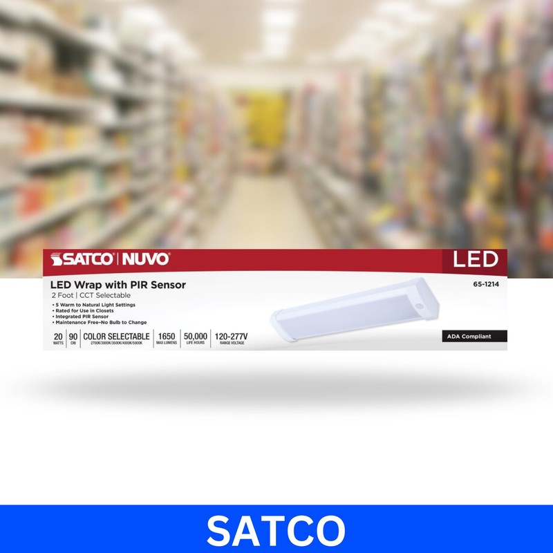 Satco 65-1214 2FT LED Ceiling Wrap Light with Motion Sensor,