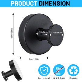 AMAZOPEN (2 Pack Black) Shower Hooks for Inside Shower - Suction Cup Hooks for Shower and Suction Hooks - Versatile Towel Hanger for Bathroom, Kitchen, and More