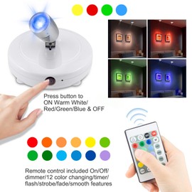BIGMONAT Cordless Spotlight Battery Operated, RGB Picture Light with Remote and Timer, Color Changing Display Lamp, Dimmable LED Accent Lighting for Artwork Painting Dartboard Plant Gallery