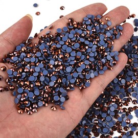 Blinginbox Hotfix Rhinestones, 1440 Pcs Crystal Hotfix Rhinestone Glass Rhinestones Round Crystal Gems Glass Stones for Clothes Shoes DIY Crafts Supplies(Rose Gold-SS6)