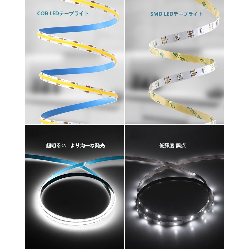 ALITOVE COB LED Tape Light, USB LED Tape, 5V, 2M,