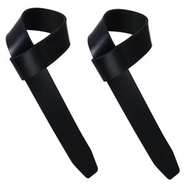 Leatherific | Leather weight Lifting Wrist Straps | Set of 2, 20" Genuine Leather Grips for heavy lifts | Soft, Pliable, Wrist brace for Strength Training & Exercise (20", Metal Black)