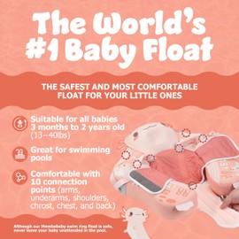 MAMBOBABYFLOAT Sunny Navigator Baby Pool Float with Canopy 2025 — Safe, Comfortable, Adjustable Axolotl Pool Float w/Sun Protection, Air-Free Foam Technology, 5-Way Buckle System (Pink)