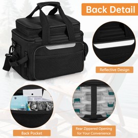 FREEAMG Fishing Tackle Bag, Fishing Storage Gear Bags for Saltwater & Freshwater Large Soft Tackle Box Black (Tray Not Included)