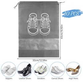 Pack of 10 Large Travel Shoe Bags, Dustproof Shoe Bag, Waterproof Shoe Bag Travel with Transparent Window, Portable Shoe Bag, for Travel Use, Sports, Camping, darkgray, Normal