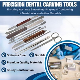 A2Z 10x Dental Lab Supplies Wax Carver Tools | Mixing Spatulas Mechanic's Wax Alignate Knife Kit for Dental Impressions Pottery Sculpting Plaster Carving - Dental Students & Lab Technician Instruments