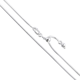 Sterling Silver Adjustable Magic Round Snake Chain 1mm Solid 925 Italy Necklace 22"