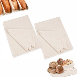 LSRVNM Pack of 2 Linen Cloth Bread Baking, Baker's Linen Dough Cloth, Premium Baker's Lines for Dough Preparation and Baking, Bread Baking Accessories for Fermenting, 75 x 45 cm