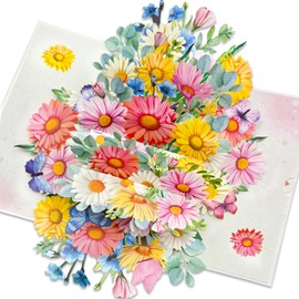 YianHien Happy Birthday Cards for Women, Colorful Daisies Pop Up Cards for Friends, Female with Envelope Notecard, 3D Greeting Cards, Ideal Birthday Gift for Mum, Sister, Grandma, Wife, Daughter
