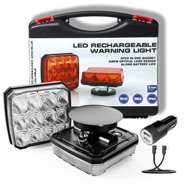 WINECO 2Pcs Rechargeable Flashing Lights for Vehicles, Super Magnetic Strobe Hazard Lights, Led Warning Beacon Emergency Light for Trucks Bus Tractor Oversize Trailer (G)