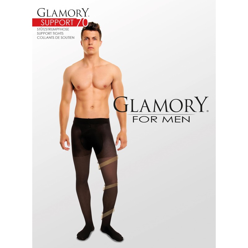 GLAMORY Men's Support 70 Herrenstützstrumpfhose Sports Leggings, Black, X-Large