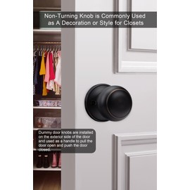 goldenwarm 2 Pack Oil-Rubbed Bronze Dummy Door Knobs, Inactive Half Dummy Door Knob, No-Turning Door Dummy Knob, Bronze Dummy Knobs for Closet Doors