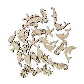 OHPHCALL Ocean Animals Wood Cutout Decor 50pcs Unfinished Wood Slice Ornament Boys and Girls Safe