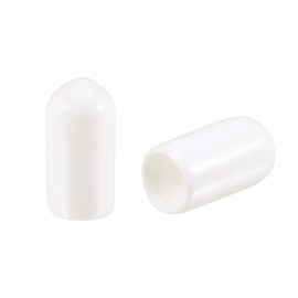 sourcing map Round Rubber End Caps 1/4 Inch (6 mm) Vinyl Cover Screw Thread White Pack of 50