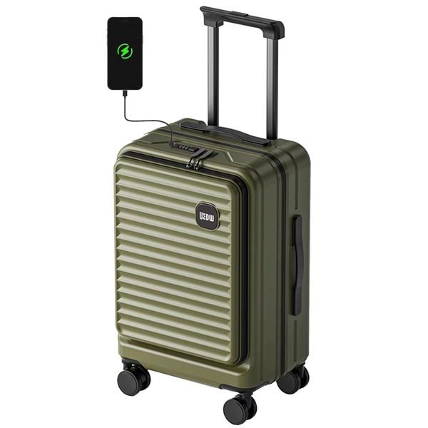 HotWay 28 Inch Expandable Front Opening Checked Luggage with Cup
