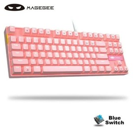 MageGee Pink Keyboard MK-Star Standard Mechanical Wired USB Keyboard Mouse Combo