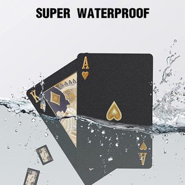 ASYKNM Waterproof Plastic Poker Cards - Black Diamond Design - 1 Deck Playing Cards