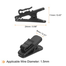 HARFINGTON 25pcs Headphone Wire Clips 0.94" Length Small Headset Cable Clamp Earphone Earplugs Cable Clothing Clip Earpiece Clamp Microphone Cord Hooks for 1.5mm Dia Round Wire, Black