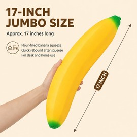 Giant Banana Squishy, Jumbo Big Banana Fruit Squishy, Slow Rising Soft Squeeze Stress Relief Squishyies for Adults, Office Desk & Home (Soft Filled)
