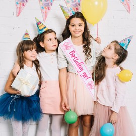 Diartpaint Pink Bow Birthday Girl Sash, Coquette Birthday Satin Sash Checkered Print, Bows Theme Bday Party Decorations Supplies