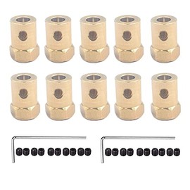 Pack of 10 6 mm Brass Hexagonal Shaft Coupling Motor Flexible Coupling Joint for DC Motor Shaft, Robot, Model Car Tyre Shaft