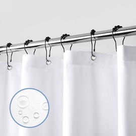 downluxe Waterproof Fabric Shower Curtain Liner - Soft Cloth Shower Liner with 3 Magnets, Shower Curtains for Bathroom, Machine Washable & Hotel Quality, 72" W x 74" H, White