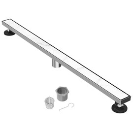 Hydroware Linear Shower Drain with Tile Insert Grate, Stainless Steel Rectangle Shower Floor Drain, Floor Shower Drain (48 Inches, Tile Insert Shower Drain)