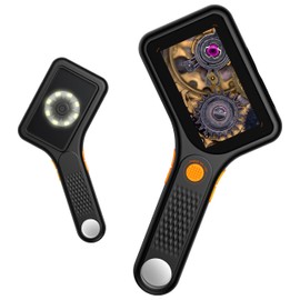 Microscope for Kids Adults - 3 Inch IPS Screen, Ahalfcit Digital Microscope, 500X Handheld Coin Magnifier, 3 Level LED Light, Compatible with Windows/Mac OS, Portable for Coin Jewelry (D-Black)