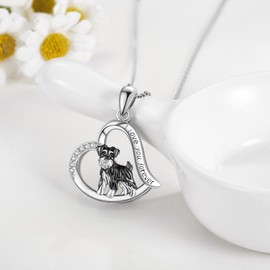 JERWLI Schnauzer Necklace 925 Sterling Silver Schnauzer Pendant Necklace Dog Necklace Schnauzer Charm Jewelry Schnauzer Gifts For Women