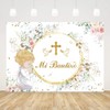 AIBIIN 7x5ft Mi Bautizo Backdrop for Girl Pink Green Baptism
