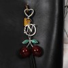 SENFAI Heart-Shaped Keychain with Initial A-Z and Cherry Charm Bag
