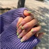 Yheakne V Shape Press on Nails Glossy French Ballerina Fake Nails Fashion Clip on Nails Full Cover Ombre Green Nude Nails Artificial False Nails Tips for Women and Girls 24Pcs (Long Green Tips)