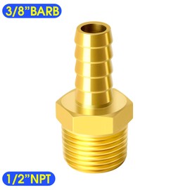 TAILONZ PNEUMATIC Brass Hose Barb Fitting -3/8 Inch Barb to 1/2 Inch Male NPT Adapter（Pack of 5）