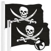 G128 2 Pack: Pirate Jolly Roger Swords Flag 3x5 Ft