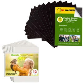 CHUNNIAO 24 Pack Picture Magnets for Refrigerator,More Solution Display Your Photos-12 Pieces Picture Fridge Frames and 12 Pieces Adhesive Magnetic Sheet