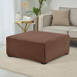 HFCNMY Ottoman Cover Square,Stretch Velvet Square Ottoman Cover Thick Ottoman Slipcover Square Washable Storage Ottoman Cover Foot Stool Cover with Elastic Bottom for Living Room Coffee Medium