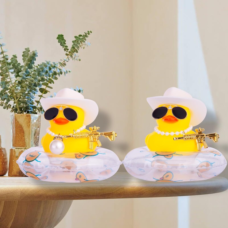 MuMyer Yellow Duck Car Ornament Swim Ring Car Rubber Ducks