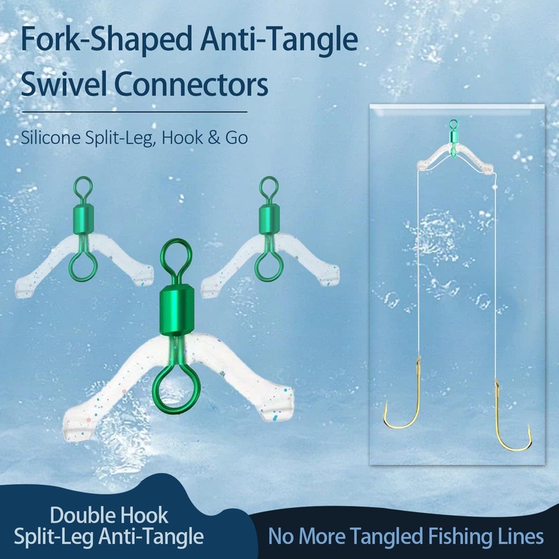 Almpal 20pcs Fishing Gear Kit - 10 Anti-Tangle Fork-Shaped Swivel