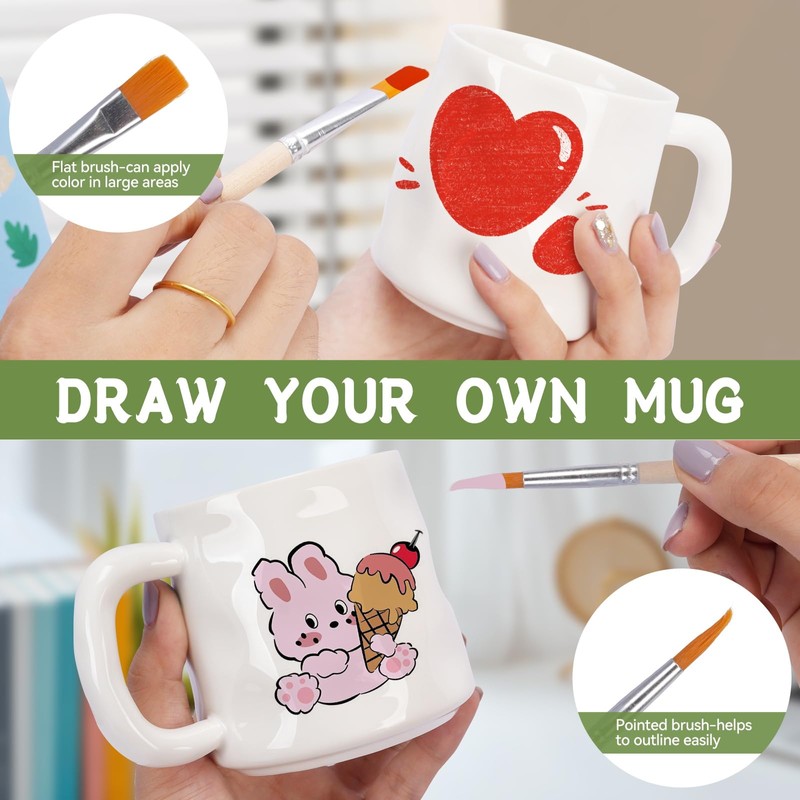 BBWELL Ceramic Painting Set, Ceramic Cups Painting Set, Cups Painting