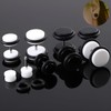2 Pairs White Black 6 mm (2G) Acrylic Fake Ears