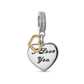 Abalorio de plata de ley 925 oxidada para madre con forma de corazón, diseño de flor rosa, con texto "Best Mom", con texto en inglés «MAMA», One Size, Metal, No es una piedra preciosa