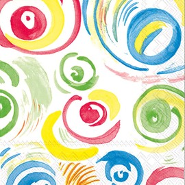 Celebrate the Home Watercolor 3-Ply Paper Luncheon Napkins, Happy Circles, 20-Count