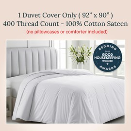 California Design Den Duvet Cover Queen Size/Full Size -Winner Good Housekeeping Best Bedding Awards 2025, 400 Thread Count Sateen, 100% Cotton Bedding Duvet Covers,Button Closure & Corner Ties -White