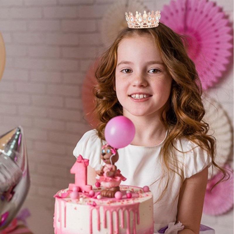 YARIEW Small Gold Crown Flower Bouquets Accessories Rhinestones Wedding Cake