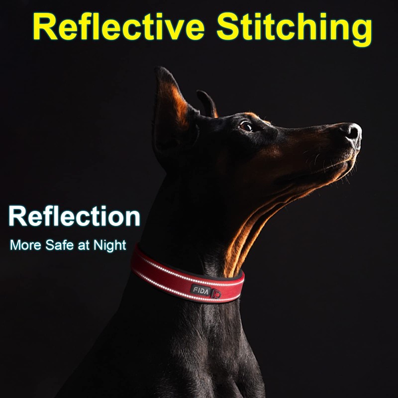 Fida Heavy Duty Dog Collar, Ultra Comfortable Soft Neoprene Padded,