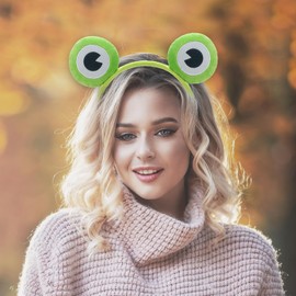 WEITAPYT Frog Headband, Frog Headband, Frog Eyes Headband, Frog Headband, Adult Frog Costume Accessory for Carnival, Masquerade, Fairy Party (A)