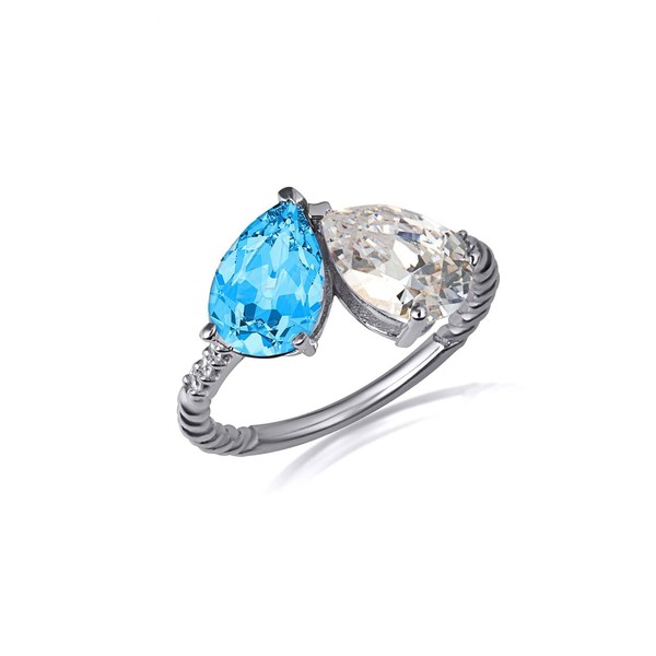 Elegant Sterling Silver Pear-Cut December Birthstone Toi Et Moi Diamond