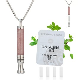 Breathing Necklace to Quit Smoking and Vaping Anxiety Relief Items Natural Calm Smokeless Inhaler Stop Smoking Aids Vaporless Inhaler Quit Smoking Fum Vaporless Inhaler for Natural Calm Stress Relief (Strawberry Crystal)