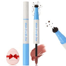 HOSAILY HOSAILY Freckle Blush Makeup Pen, 2 in 1 Natural Lifelike Dark Brown Freckle Stamp Pen Coral Orange Liquid Blush for Natural Sunkissed Makeup, Waterproof Long Lasting Quick Dry Freckle Marker Pen02#